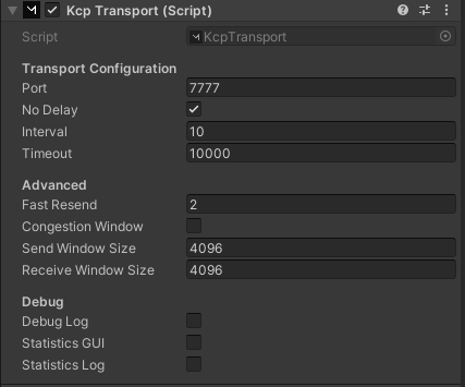 KCP Transport Settings