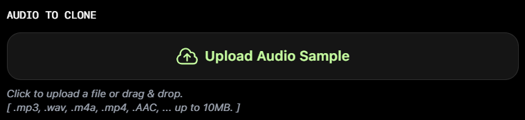 Create Voice Clone button in navigation