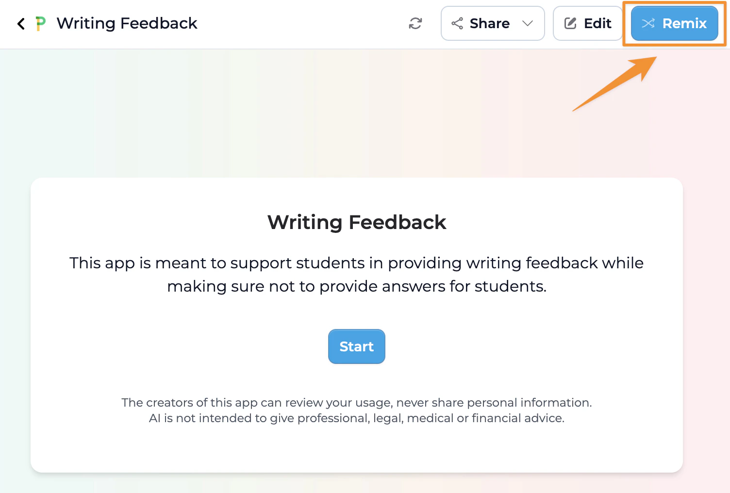 Remix from Published App