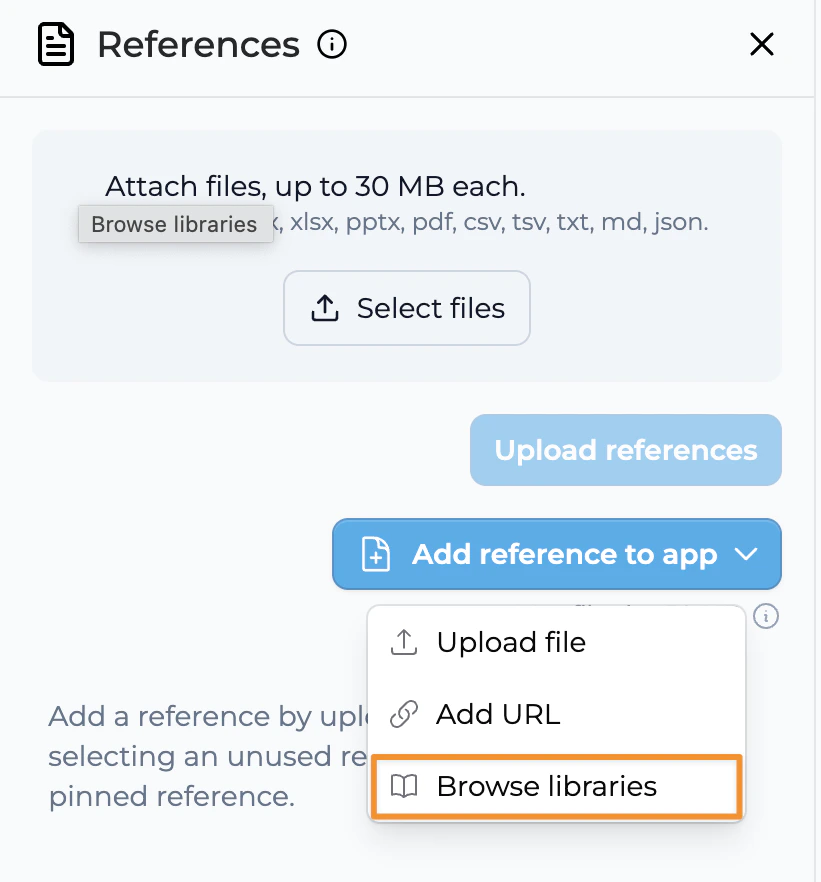 Browse organizational references button