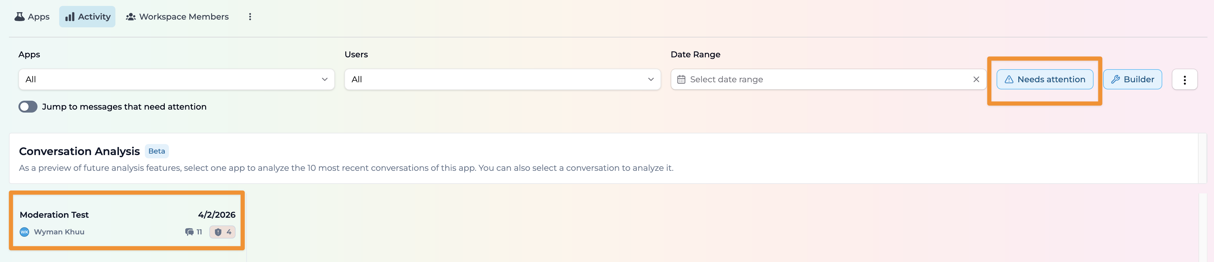 Needs Attention filter in Activity view