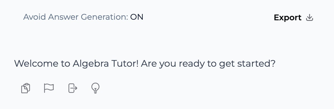Avoid Answer Generation: ON shown above a session in the builder preview