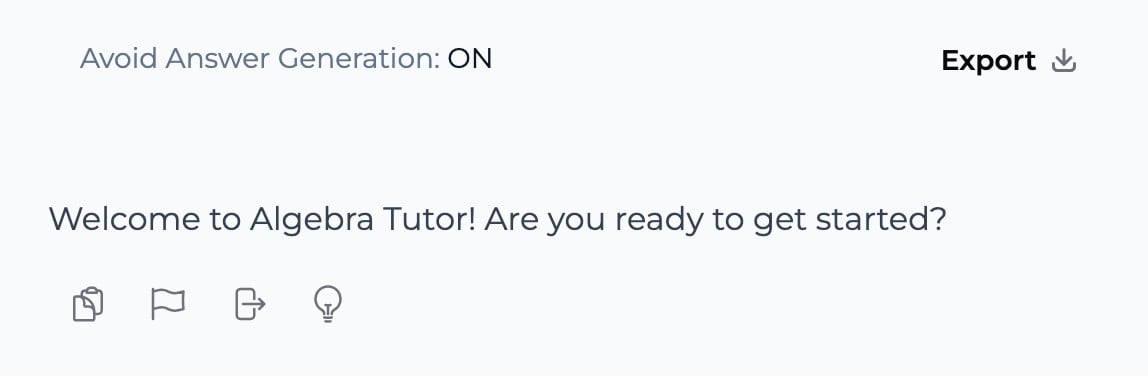 Avoid Answer Generation: ON shown above a session in the builder preview