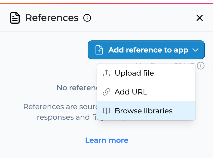 The Add reference to app menu with Browse libraries