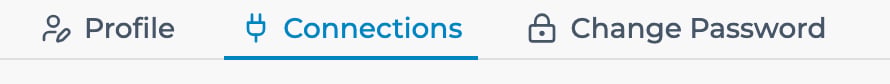 The account page tabs, with Connections selected
