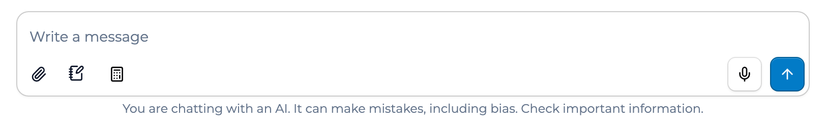 Document editor button in the chat input bar, next to the attach and equation buttons