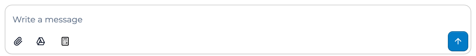 An app's message box, with the Google Drive icon next to the attach-file button