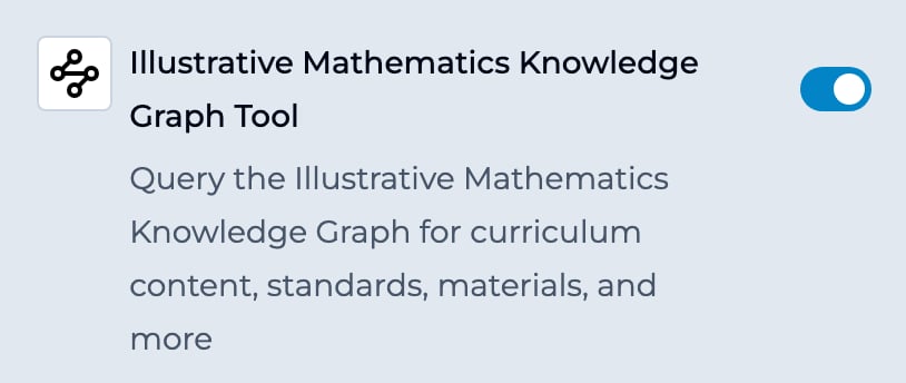 Illustrative Mathematics Knowledge Graph Tool toggled on in the References panel's Knowledge Graph section