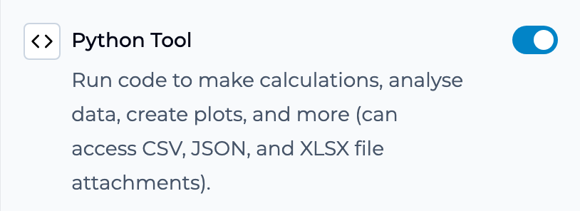 Python Tool toggle in app Tools settings