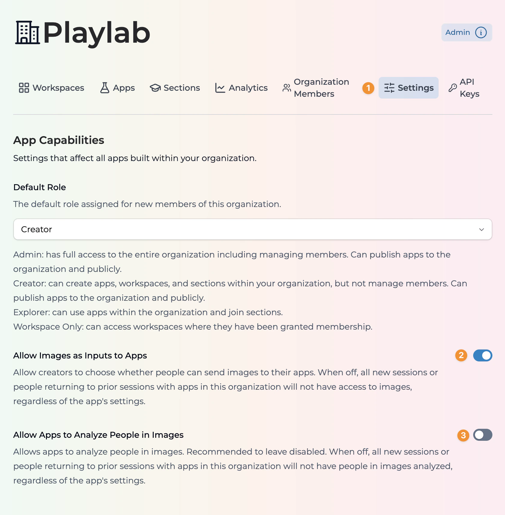Organization Image Input Setting