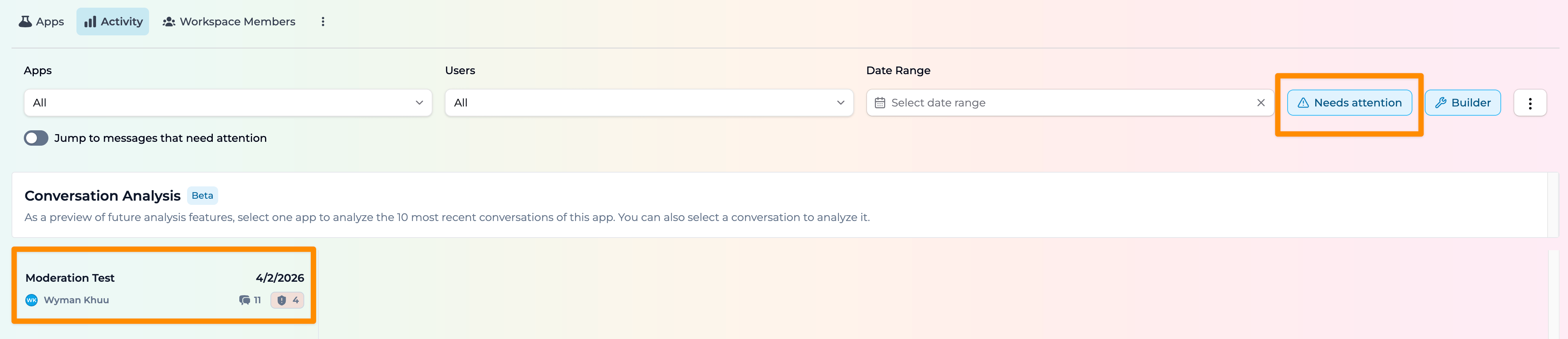 Needs Attention filter in Activity view