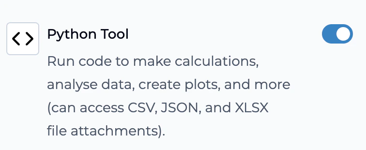 Python Tool toggle in app Tools settings