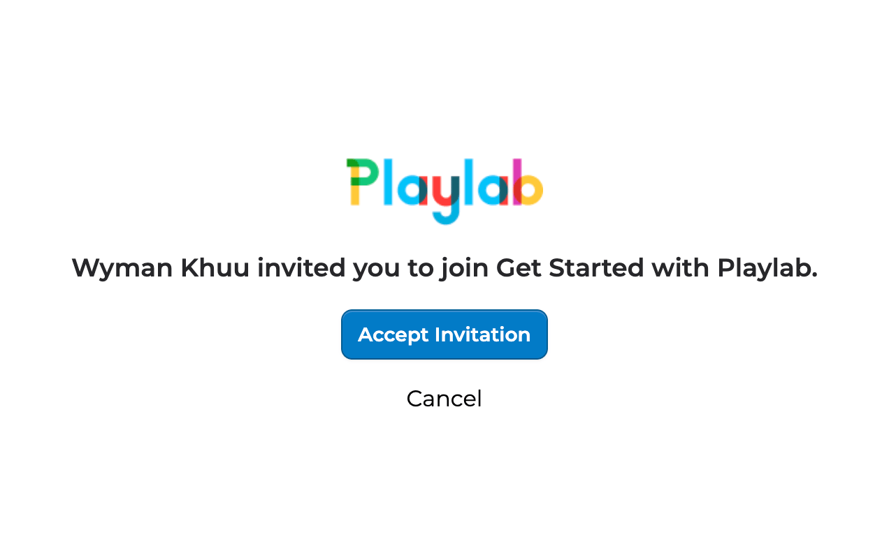 The Playlab invitation email and signup landing page.