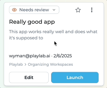 Marking an app as ready to use