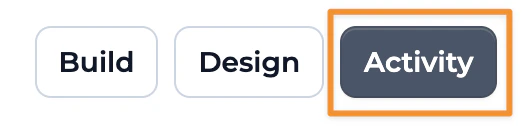 App Navigation Tabs showing Build, Design, and Activity