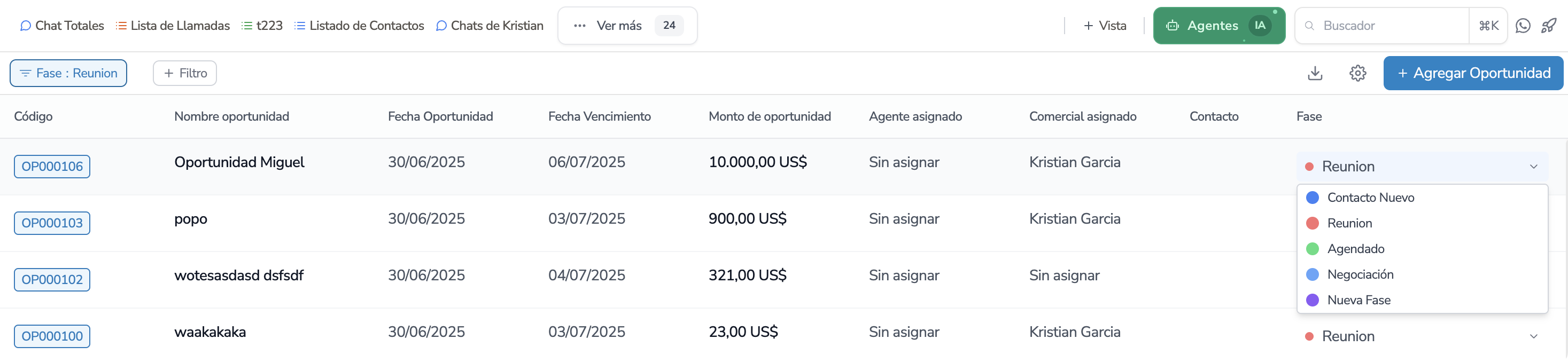 Oportunidades Listas