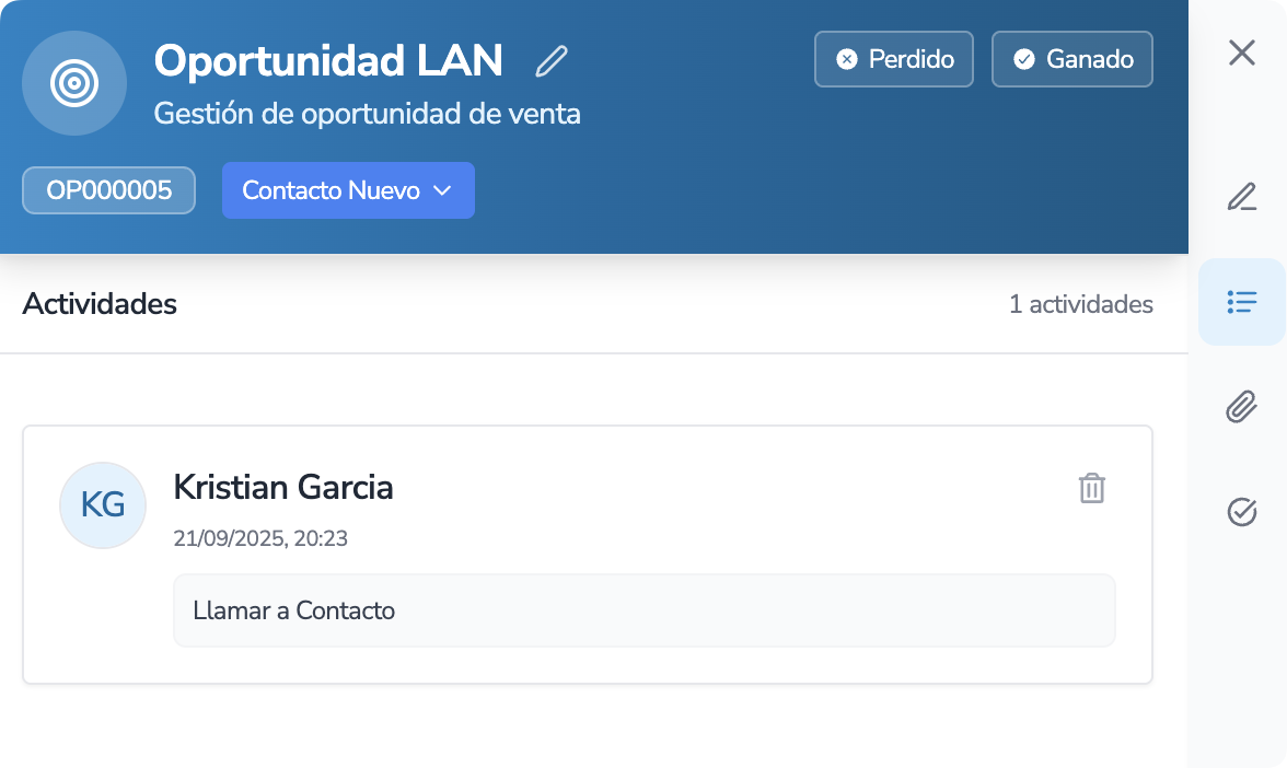 Actividades Oportunidad