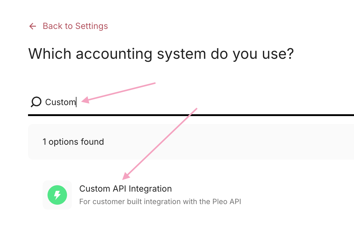 Search for and select Custom API Integration