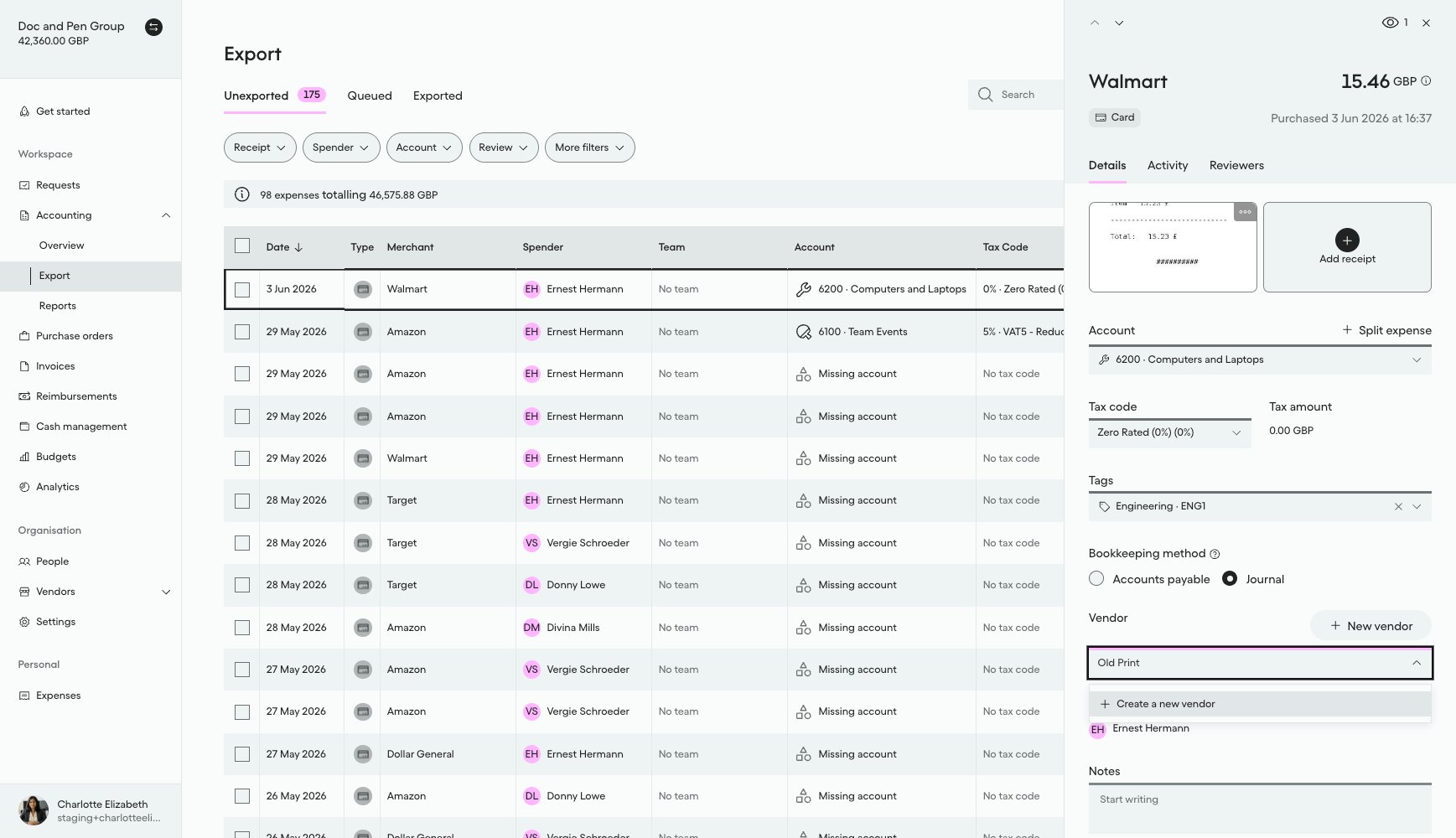 Vendor dropdown on an expense no longer showing Old Print Shop