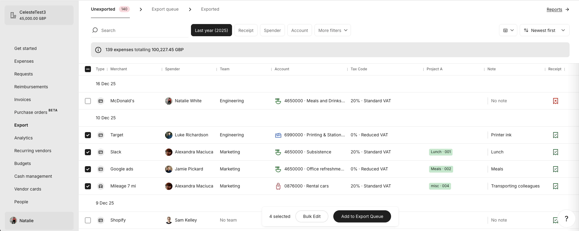 Add Export Items to Queue