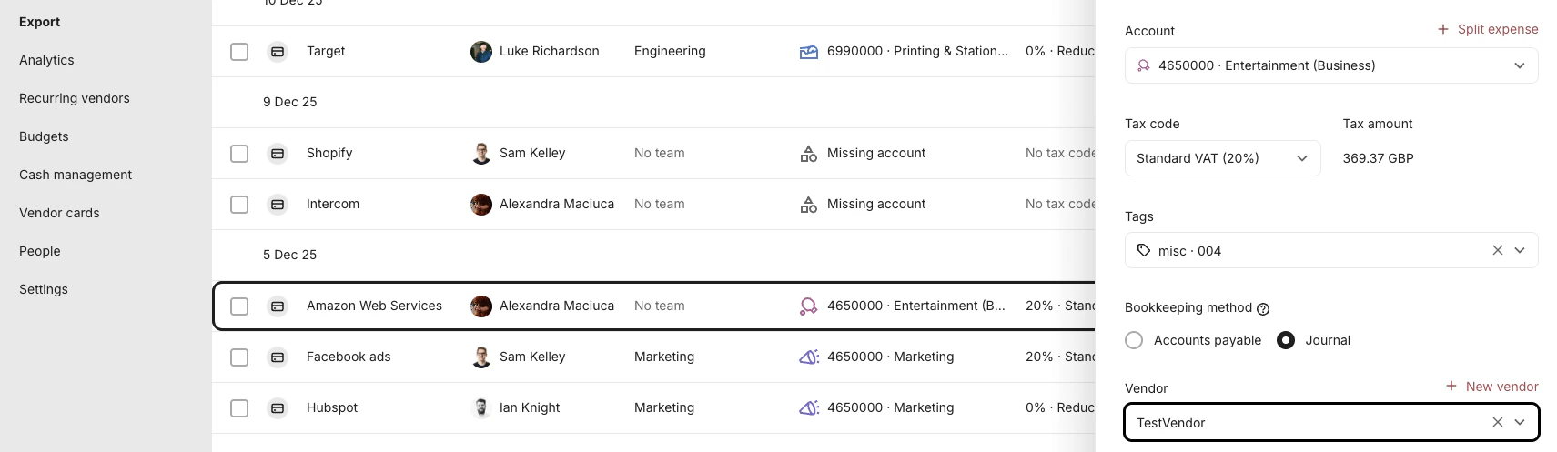 Select Bookkeeping Method