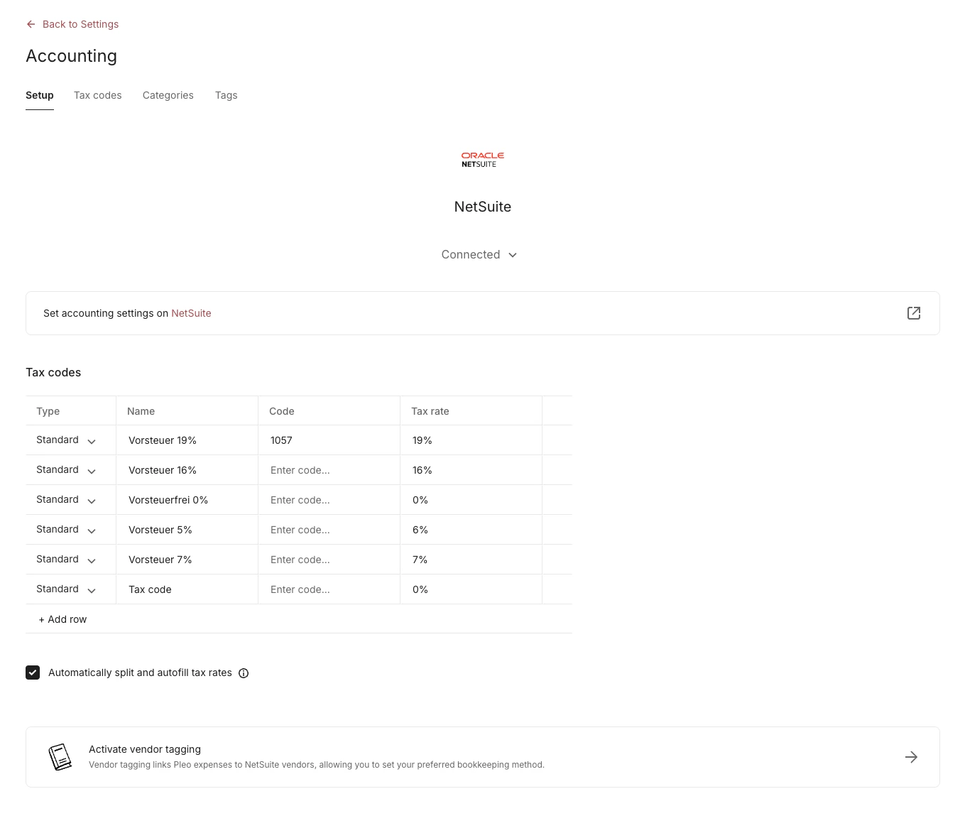 Actovate Vendor Tagging