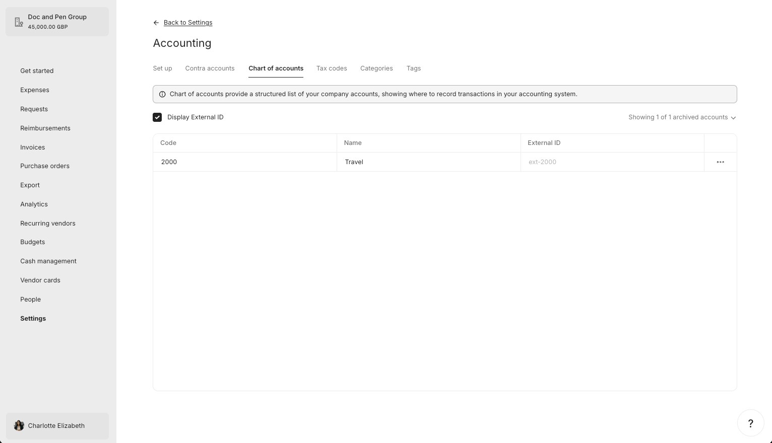 Unarchived Accounts Tab
