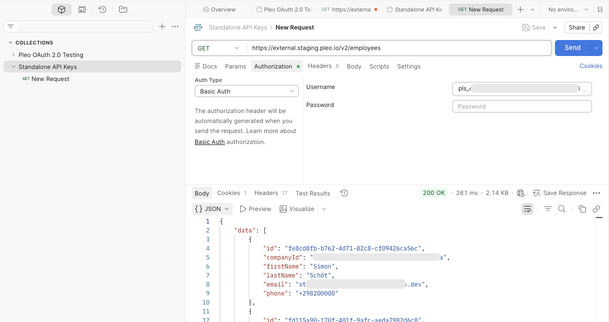 How to Make an API Call Using a Standalone API Key (Postman) - Pleo Docs