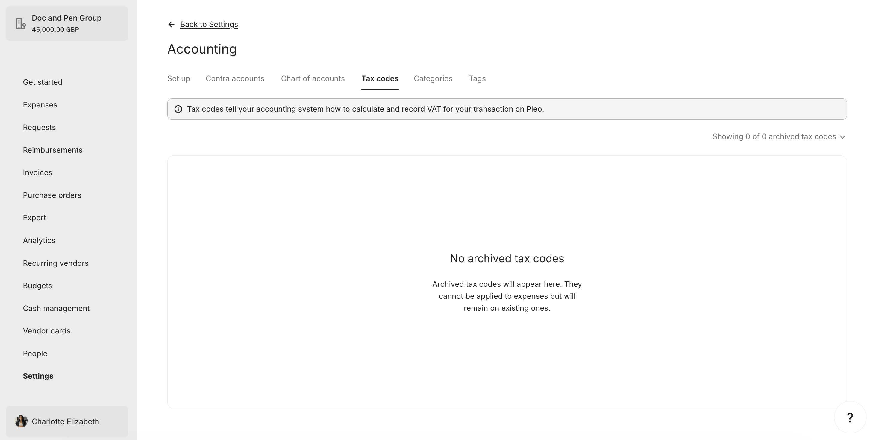 Archived Tax Codes Tab now empty