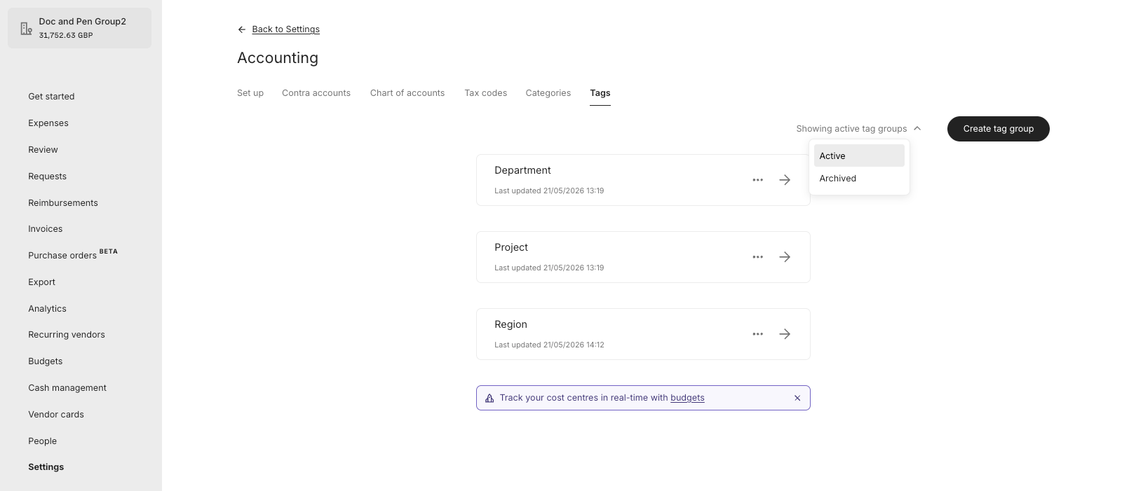 Active Tag Groups in Pleo