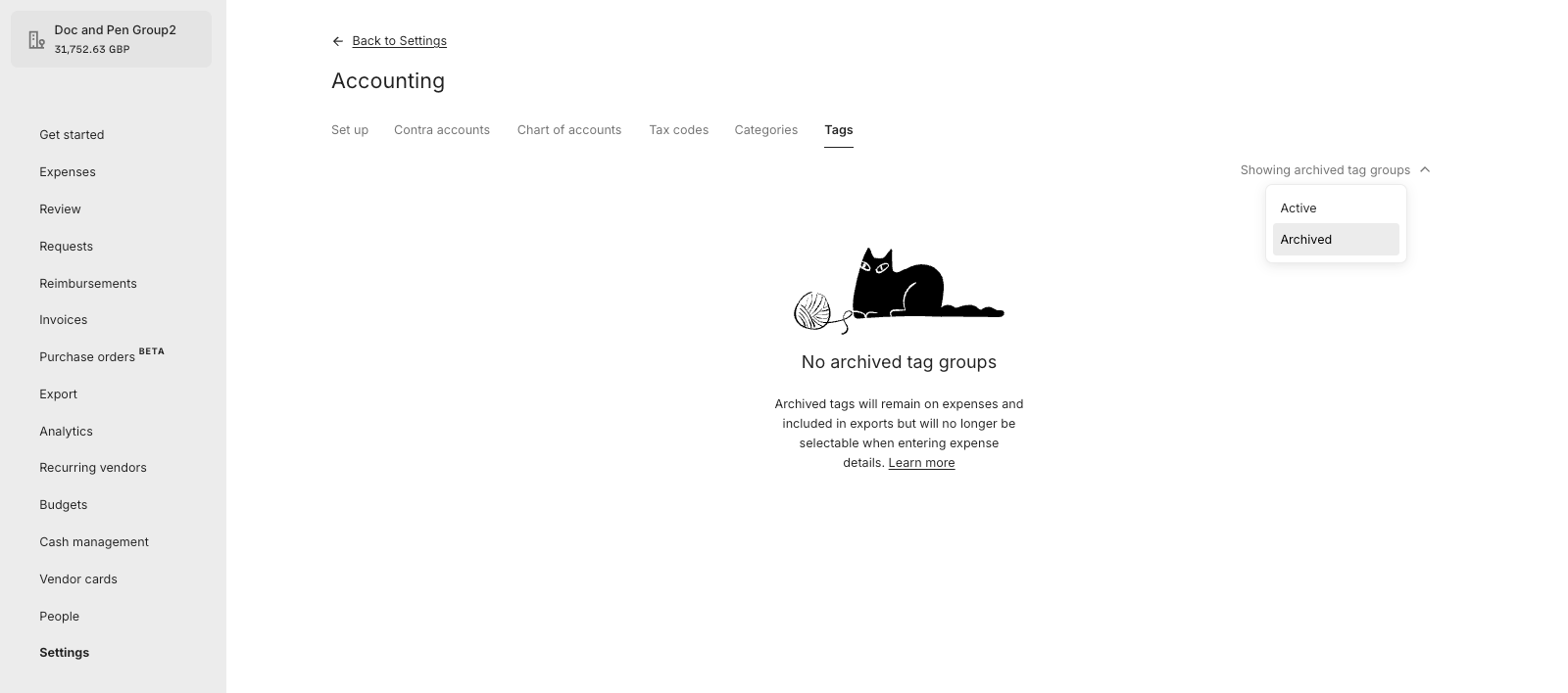 Archived Tag Groups in Pleo