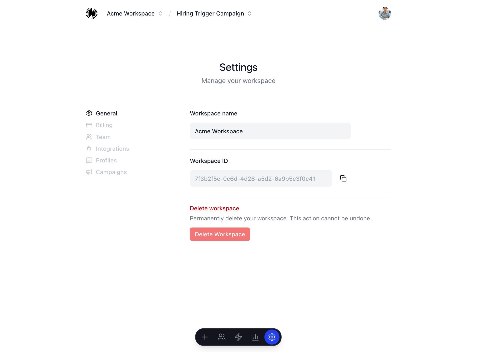 Workspace settings overview