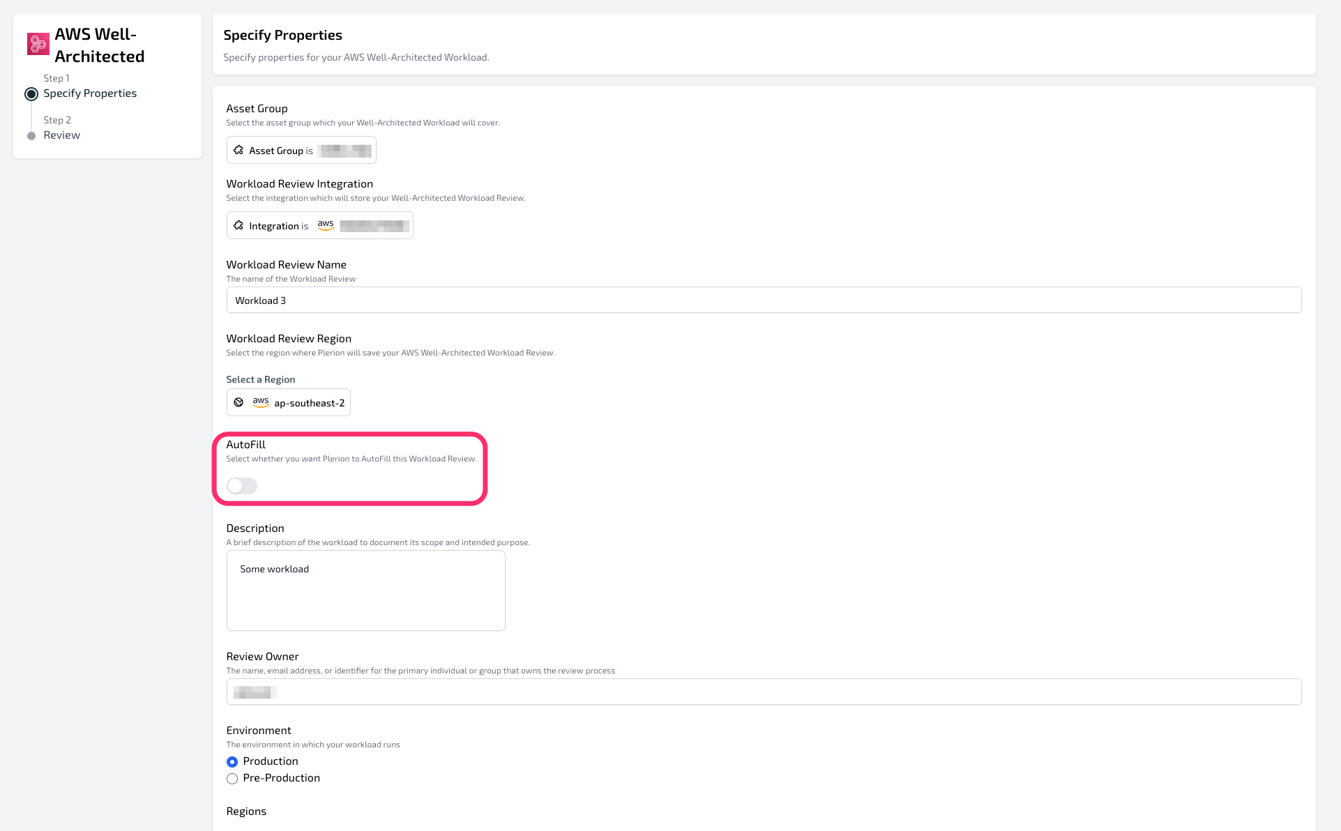 Disabling AutoFill in workload edit screen