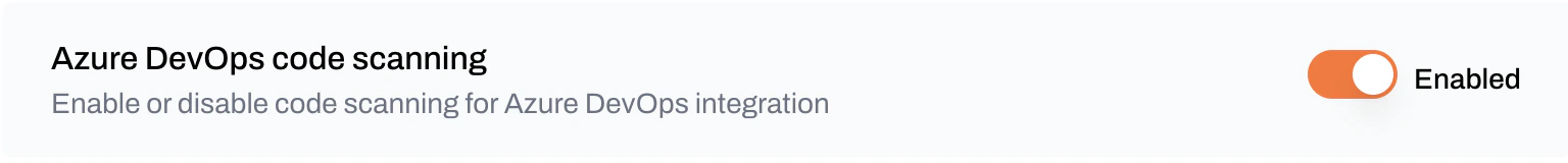 Integration status toggle in Plerion for Azure DevOps