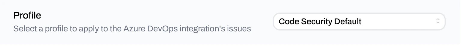 Profile selection in Plerion Azure DevOps integration