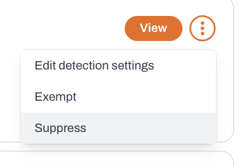 Findings dashboard showing CDR findings suppression option