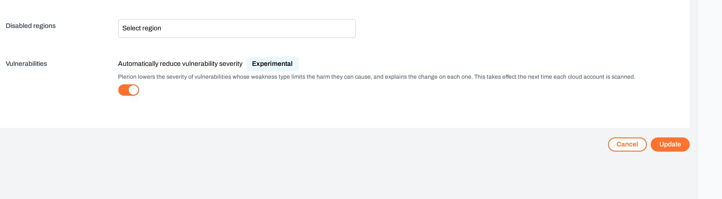 Automatically reduce vulnerability severity toggle switched on