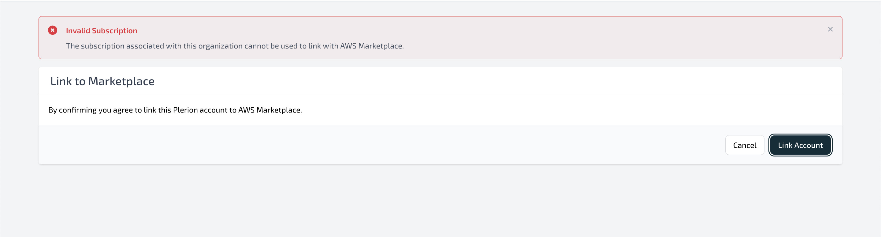 Error showing invalid subscription in Plerion