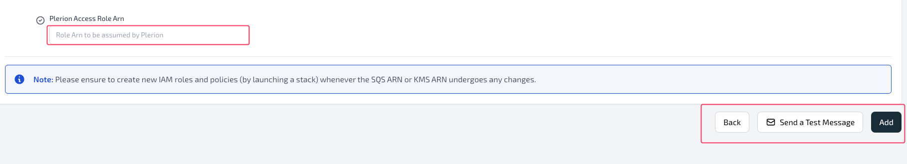 Amazon SQS integration page showing Add button