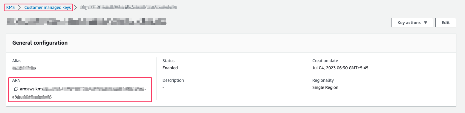 Amazon SQS console showing queue ARN