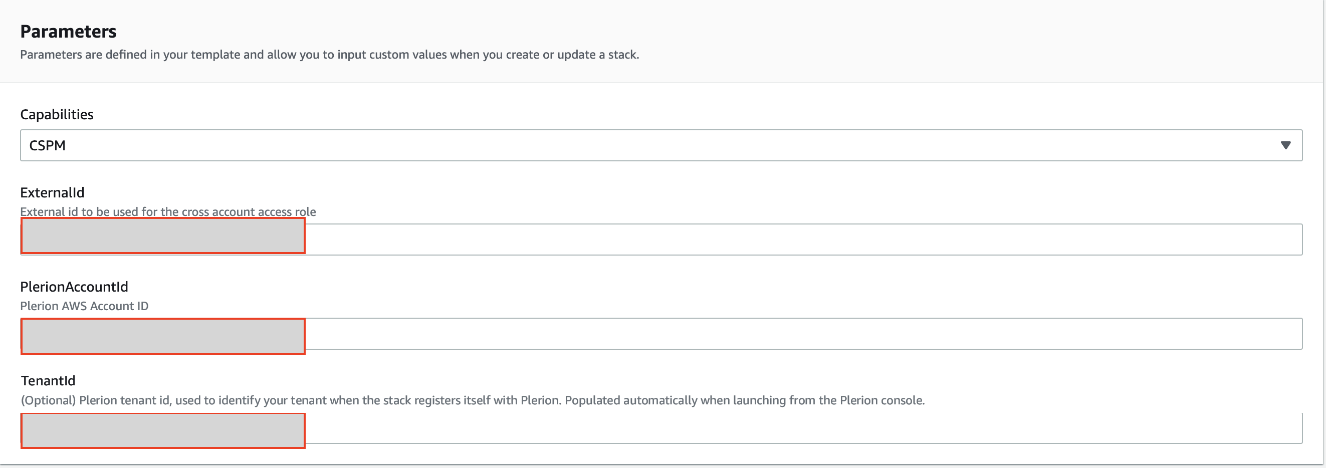AWS CloudFormation Quick create stack page with default parameters