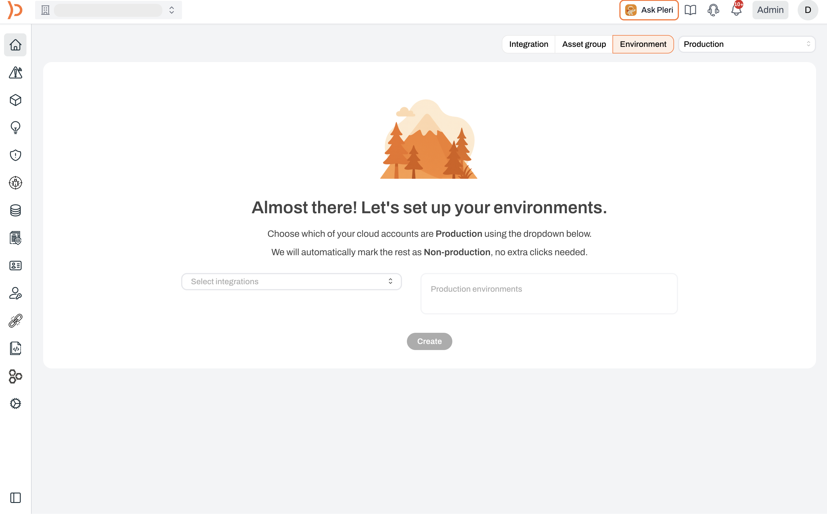 Environment filter showing available integrations ready for Production or Non-production assignment