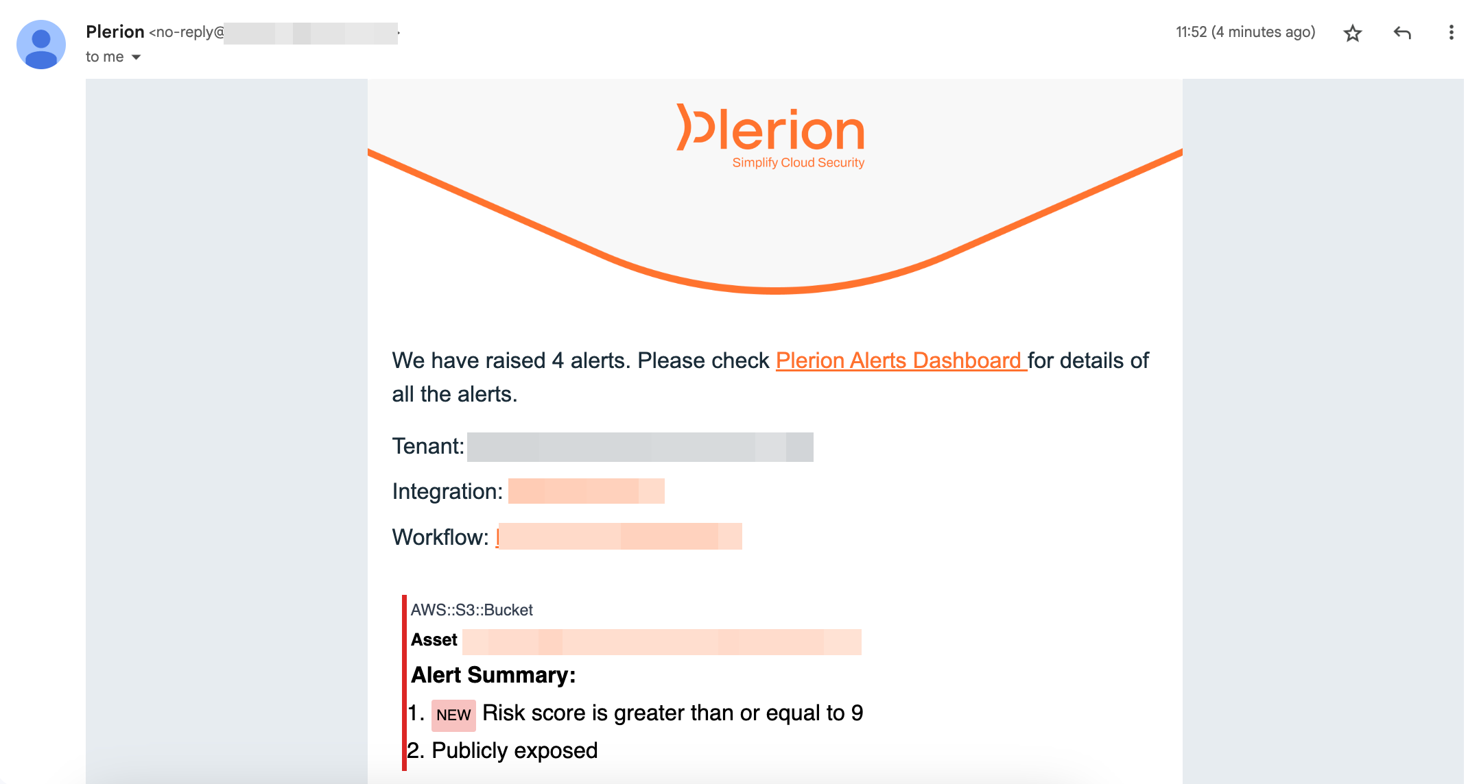Email alert example