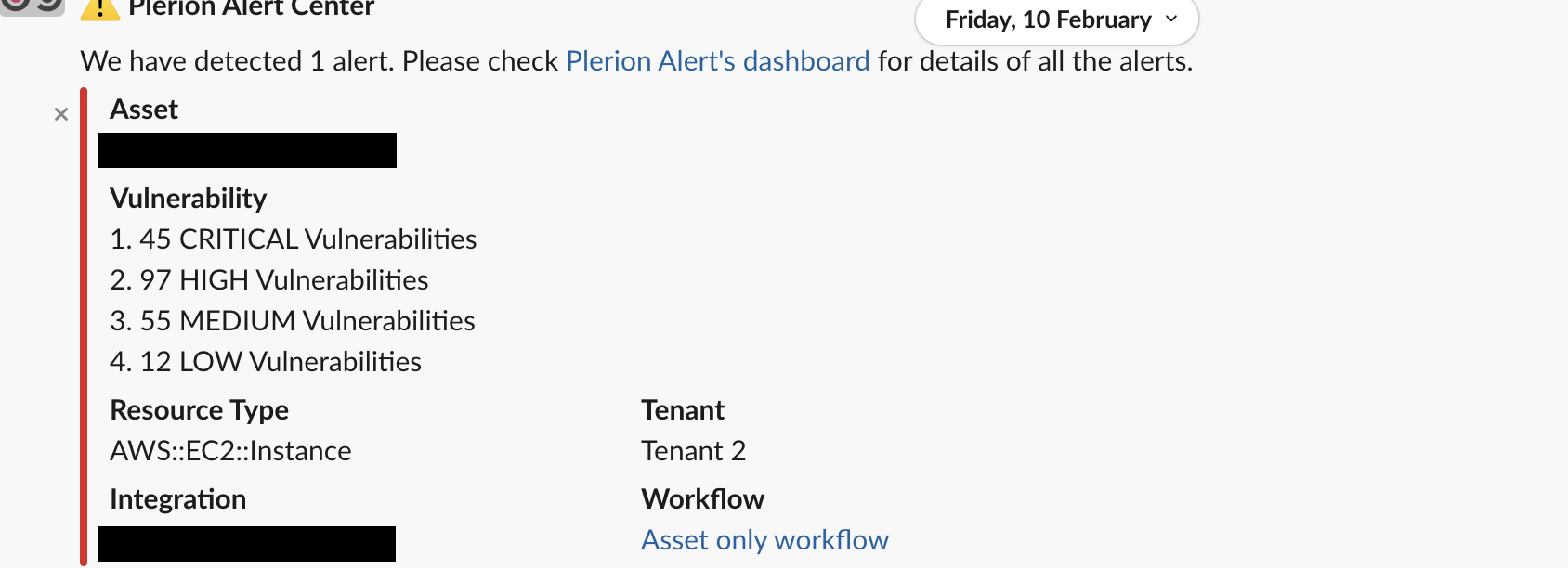 Slack alert example