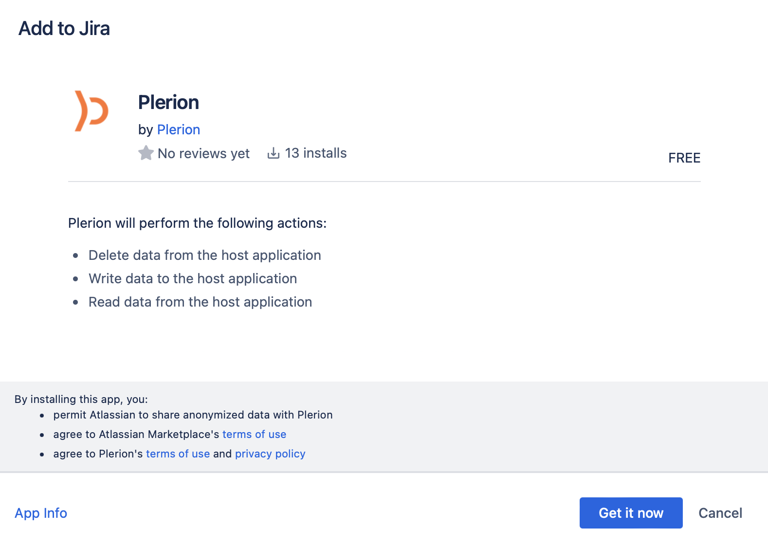Jira security page showing Plerion Security App install option