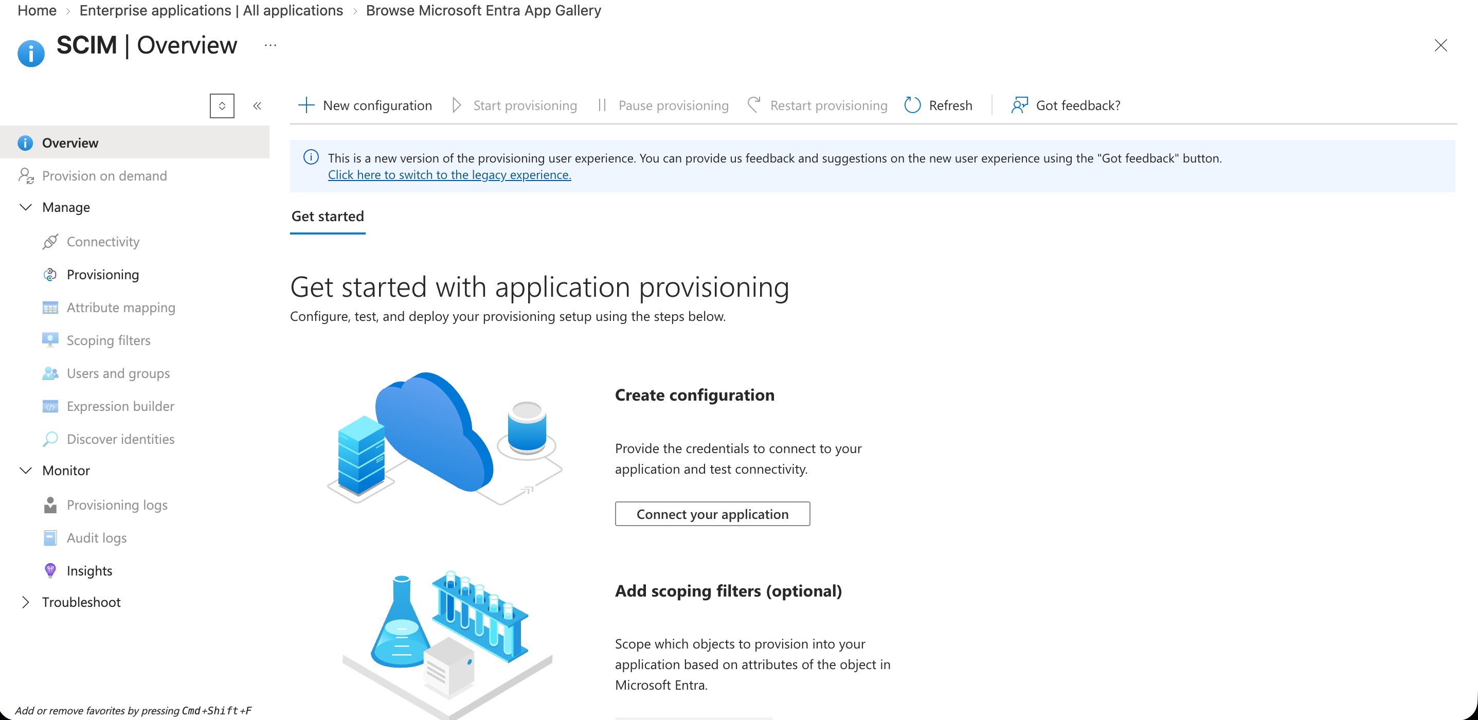 Entra ID provisioning overview with the New configuration action