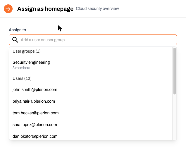 Assigning a dashboard as a homepage