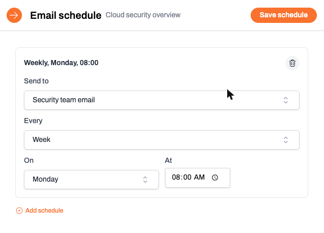 Setting an email schedule