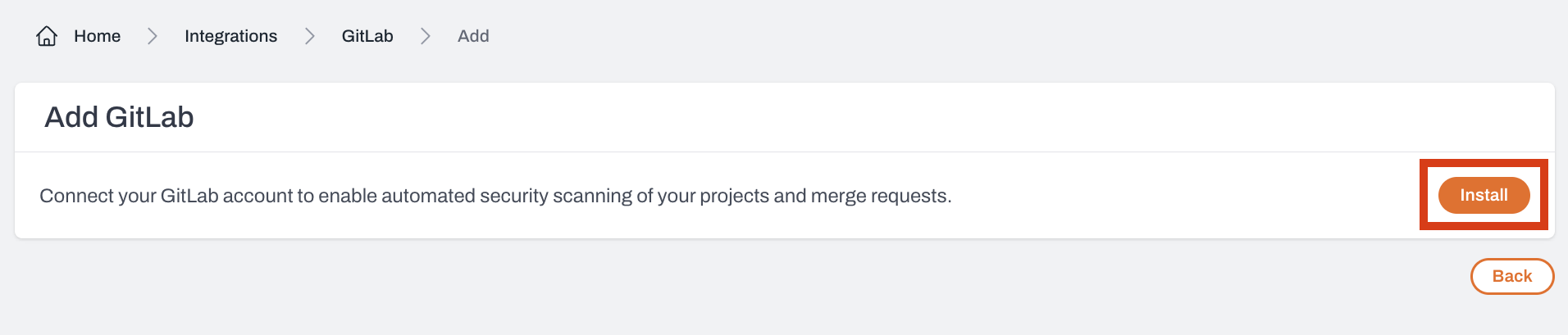 Install GitLab app option in Plerion