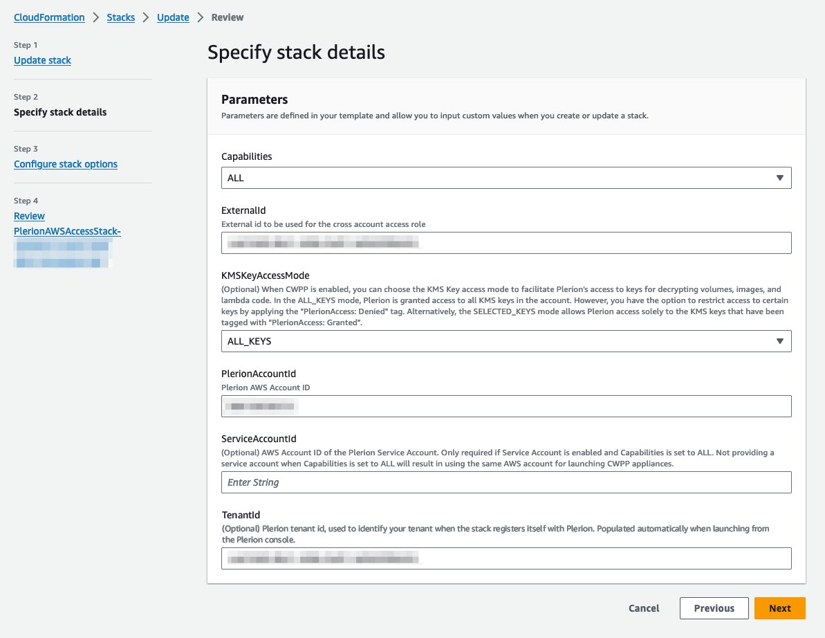 Specify stack details page in AWS with the stack parameters filled in